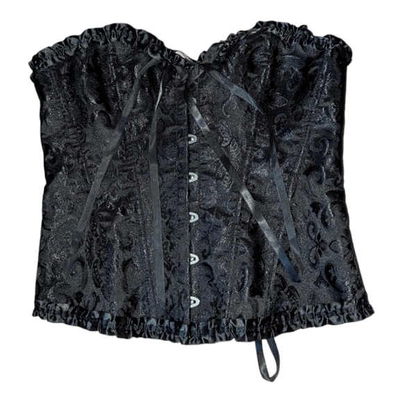 🎃 S - XL • Jacquard Lace Up Bustier Top Boned Overbust Corset • NWOT - Picture 2 of 8